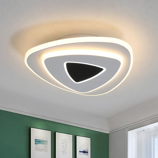 Nordic Triangle Flush Mount LED Ceiling Light in Black/White with Warm/White Lighting