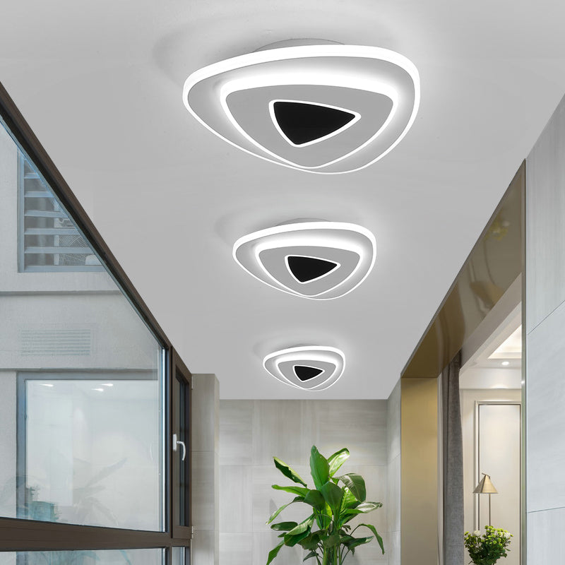 Nordic Triangle Flush Mount LED Ceiling Light in Black/White with Warm/White Lighting