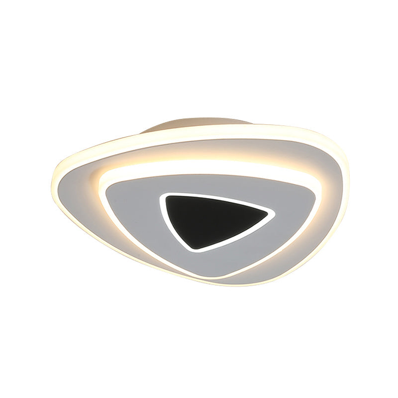 Nordic Triangle Flush Mount LED Ceiling Light in Black/White with Warm/White Lighting