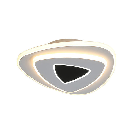 Nordic Triangle Flush Mount LED Ceiling Light in Black/White with Warm/White Lighting