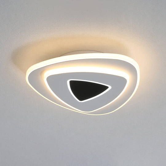 Nordic Triangle Flush Mount LED Ceiling Light in Black/White with Warm/White Lighting