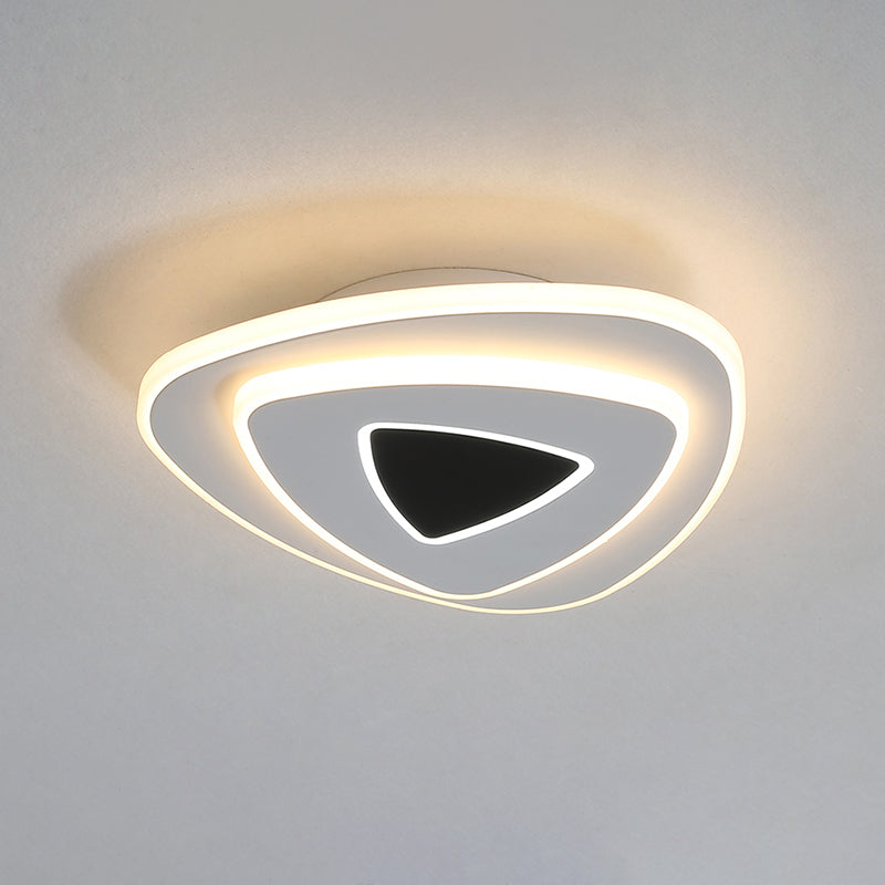 Nordic Triangle Flush Mount Led Ceiling Light In Black/White With Warm/White Lighting