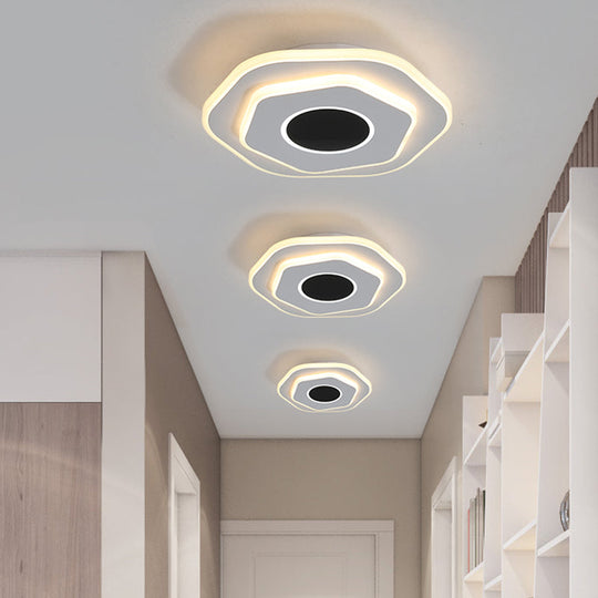 Modern Layered Hexagon Acrylic LED Ceiling Light Fixture with Warm/White Glow