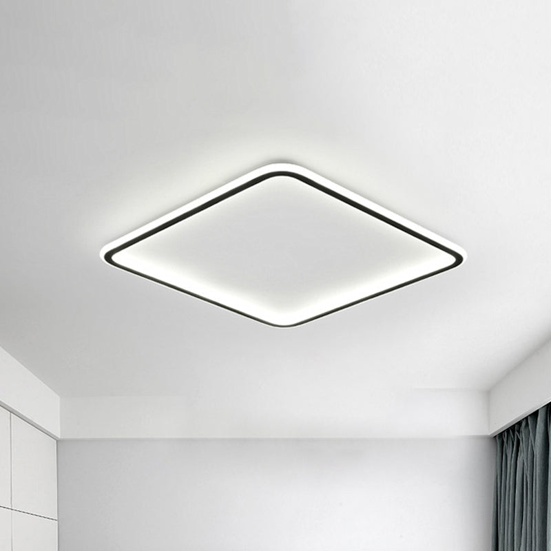 Minimalist Black Aluminum LED Ceiling Lamp in 3 Sizes: Slim Flush Mount for Stylish Bedroom Lighting