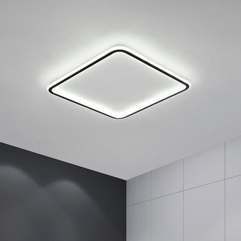 Minimalist Black Aluminum LED Ceiling Lamp in 3 Sizes: Slim Flush Mount for Stylish Bedroom Lighting