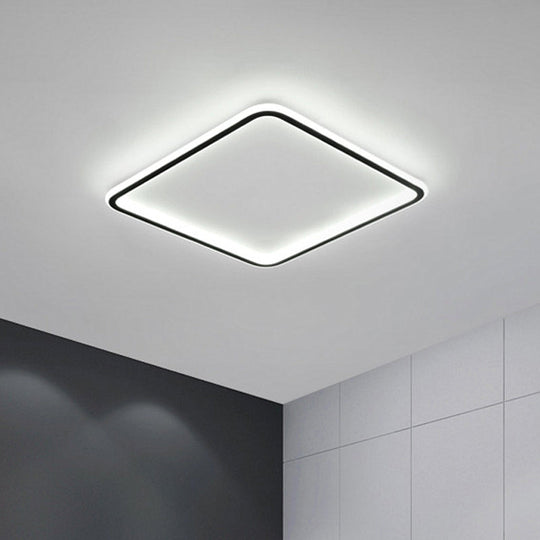 Minimalist Black Aluminum LED Ceiling Lamp in 3 Sizes: Slim Flush Mount for Stylish Bedroom Lighting