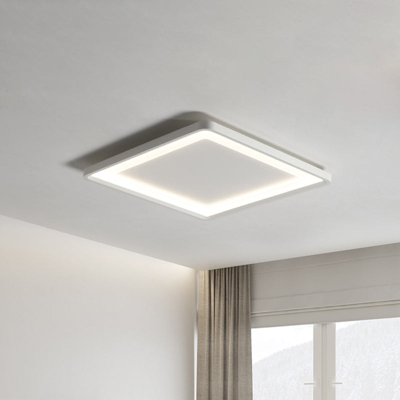 Super Thin Square Aluminum LED Flush Light - 16"/19.5" Simplicity White Ceiling Mount Fixture with Warm/White Light