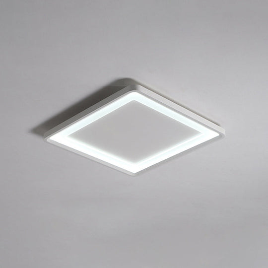 Super Thin Square Aluminum LED Flush Light - 16"/19.5" Simplicity White Ceiling Mount Fixture with Warm/White Light