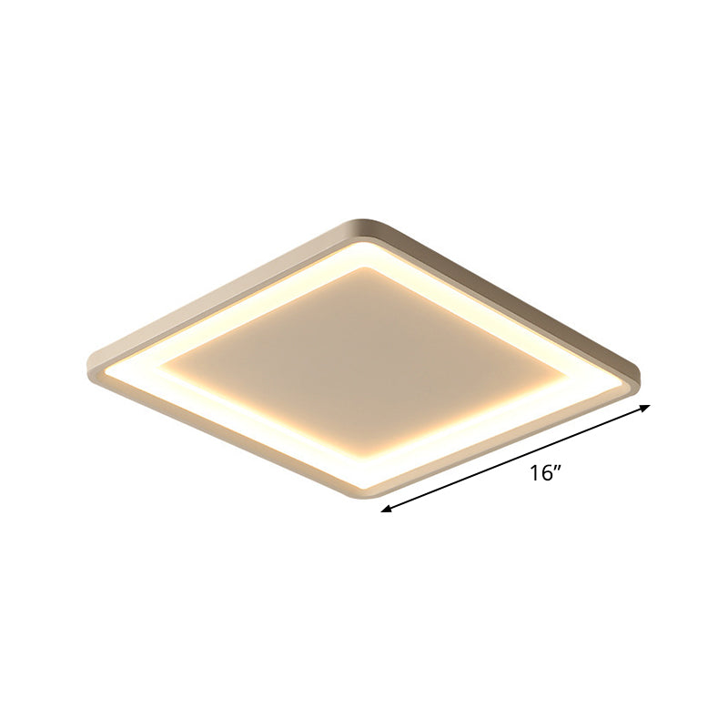 Super Thin Square Aluminum LED Flush Light - 16"/19.5" Simplicity White Ceiling Mount Fixture with Warm/White Light