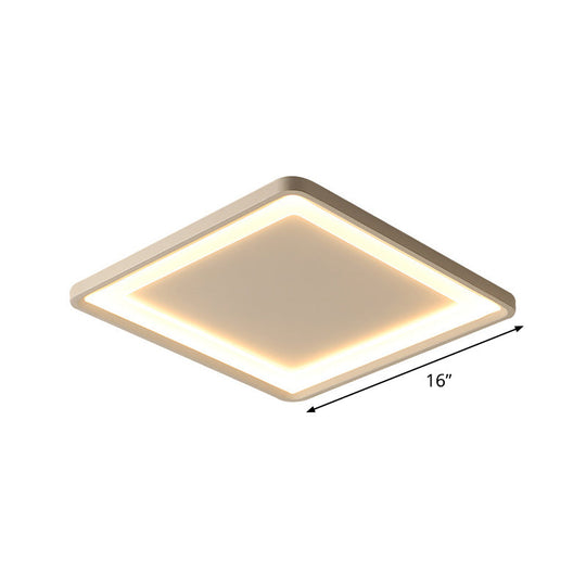 Super Thin Square Aluminum LED Flush Light - 16"/19.5" Simplicity White Ceiling Mount Fixture with Warm/White Light