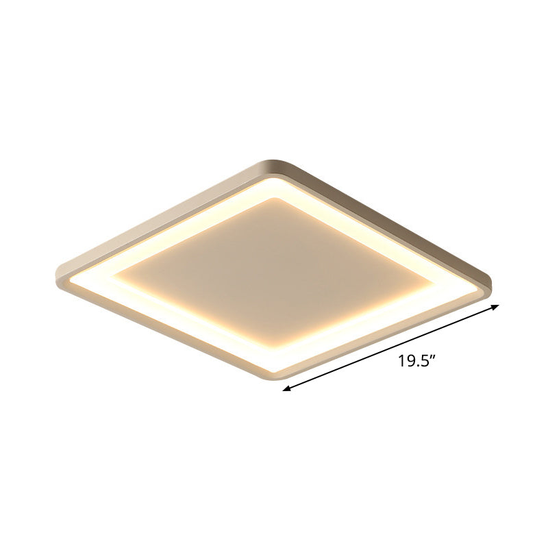 Super Thin Square Aluminum LED Flush Light - 16"/19.5" Simplicity White Ceiling Mount Fixture with Warm/White Light