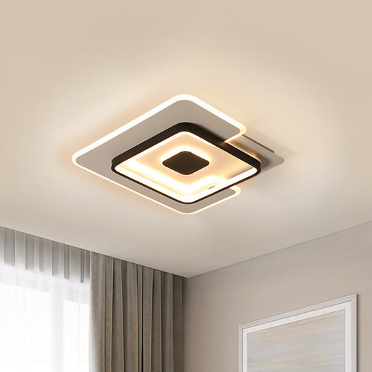 Modern 2-Layer Led Ceiling Light In Black And White Sizes 18/21.5 For Bedroom Flushmount Black-White