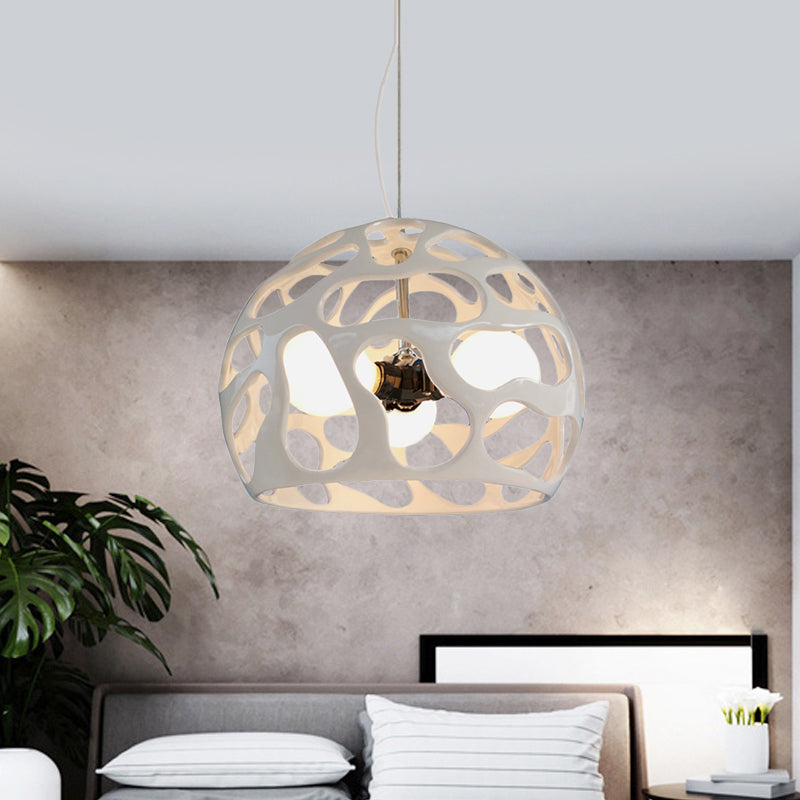 Modern Resin Hanging Pendant Chandelier with 3 Lights - White/Red - Perfect for Kitchen Dinette