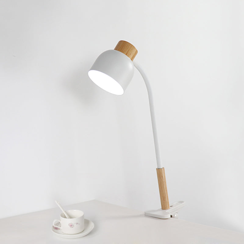 Aldhibah - Nordic Style Studio Clamp Desk Lamp: Green/White & Wood, Flexible Arm