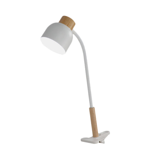 Aldhibah - Nordic Style Studio Clamp Desk Lamp: Green/White & Wood, Flexible Arm