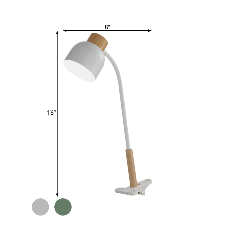 Aldhibah - Nordic Style Studio Clamp Desk Lamp: Green/White & Wood, Flexible Arm