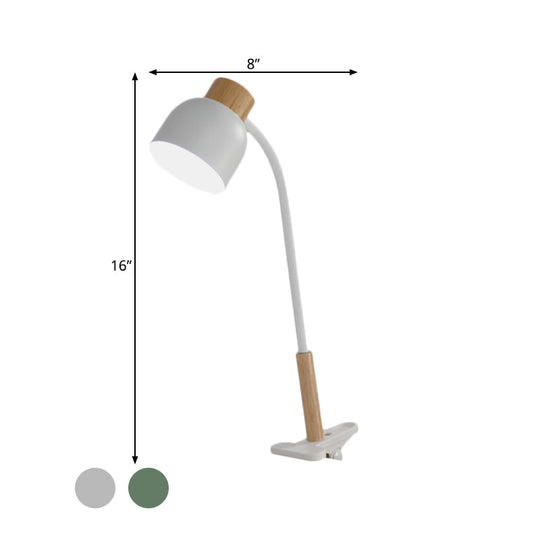 Aldhibah - Nordic Style Studio Clamp Desk Lamp: Green/White & Wood, Flexible Arm