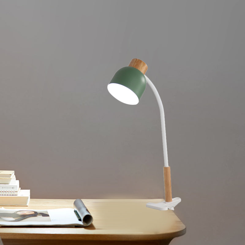 Aldhibah - Nordic Style Studio Clamp Desk Lamp: Green/White & Wood, Flexible Arm