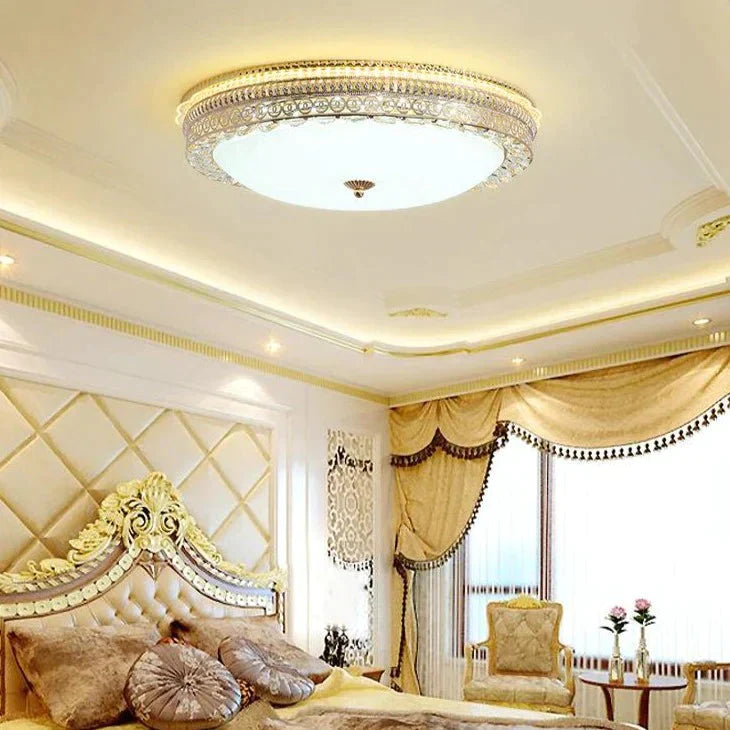 European Round Crystal Lamp Living Room Bedroom Led Ceiling