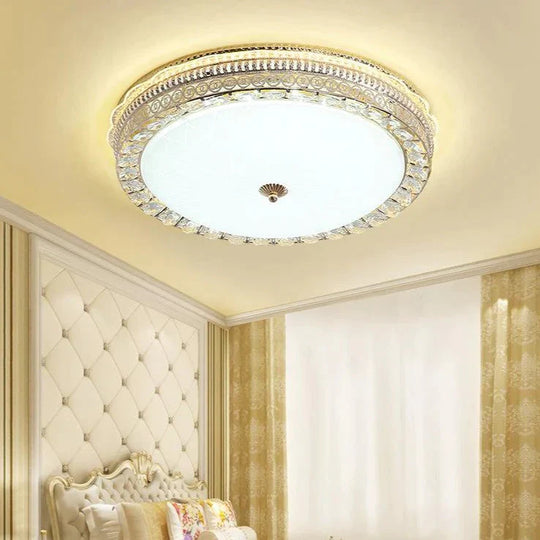 European Round Crystal Lamp Living Room Bedroom LED Ceiling Lamp