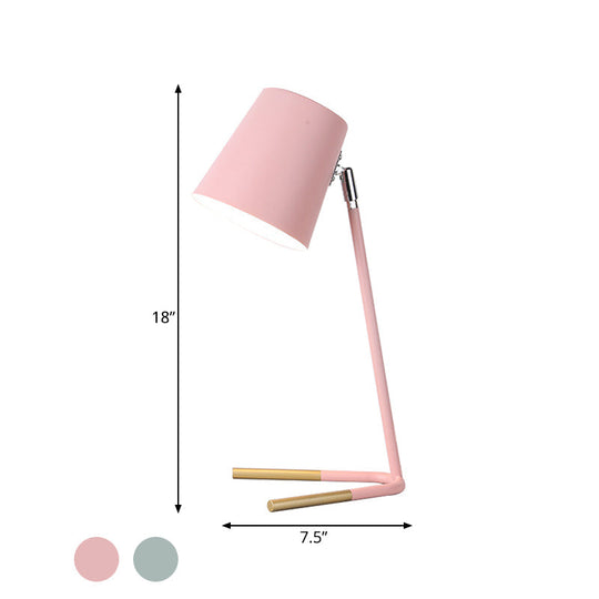 Athena - Pink/Green Pink/Green Tapered Nightstand Light Macaron 1 Head Iron Table Lighting with Swivelable Design and Fork Base