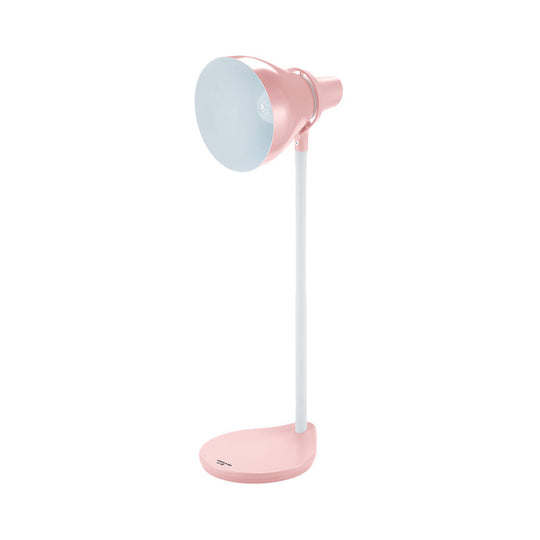 Bendable Reading Lamp: Horn Shade Macaron Iron Pink/Green 1-Head Desk Light With On/Off Switch