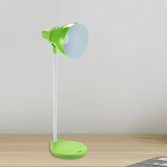 Bendable Reading Lamp: Horn Shade Macaron Iron Pink/Green 1-Head Desk Light With On/Off Switch Green