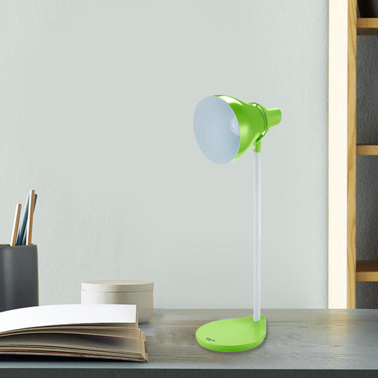 Bendable Reading Lamp: Horn Shade Macaron Iron Pink/Green 1-Head Desk Light With On/Off Switch