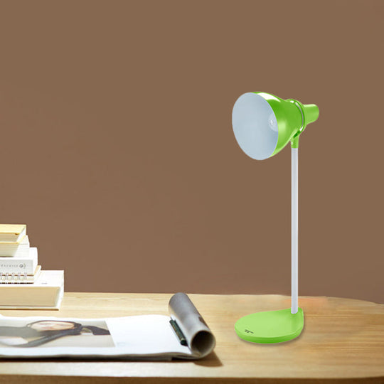 Bendable Reading Lamp: Horn Shade Macaron Iron Pink/Green 1-Head Desk Light With On/Off Switch