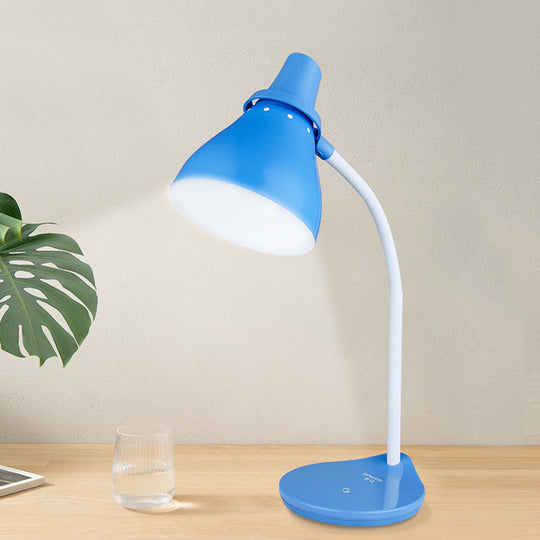 Horn Iron Macaron Desk Lamp - Bendable Reading Light With Touch Dimmer Switch (Light Blue)