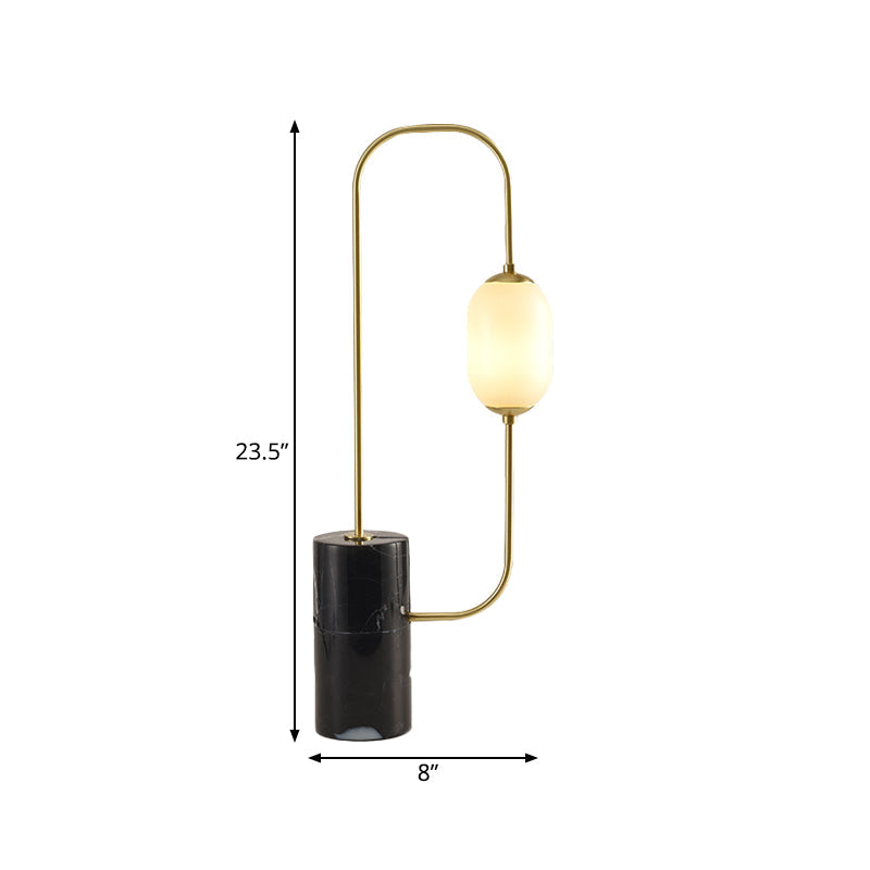 Circuit Circuit Nightstand Lamp Designer Matte Glass Single Black and Gold Table Lighting with Cylinder Marble Base