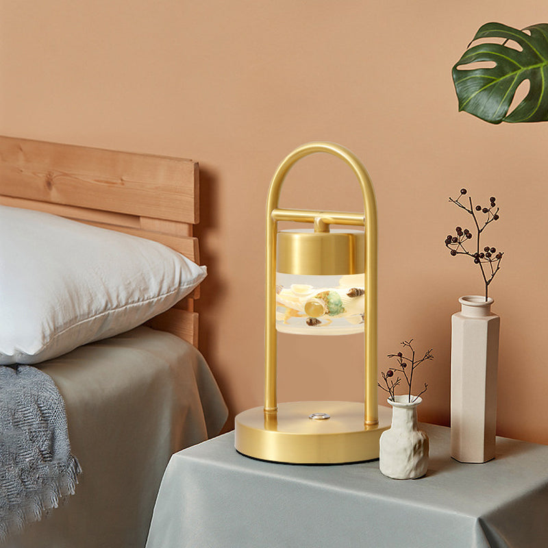 Portable Touch Table Lamp: Retro Cylinder Design With Acrylic Brass Led Night Light Handle And