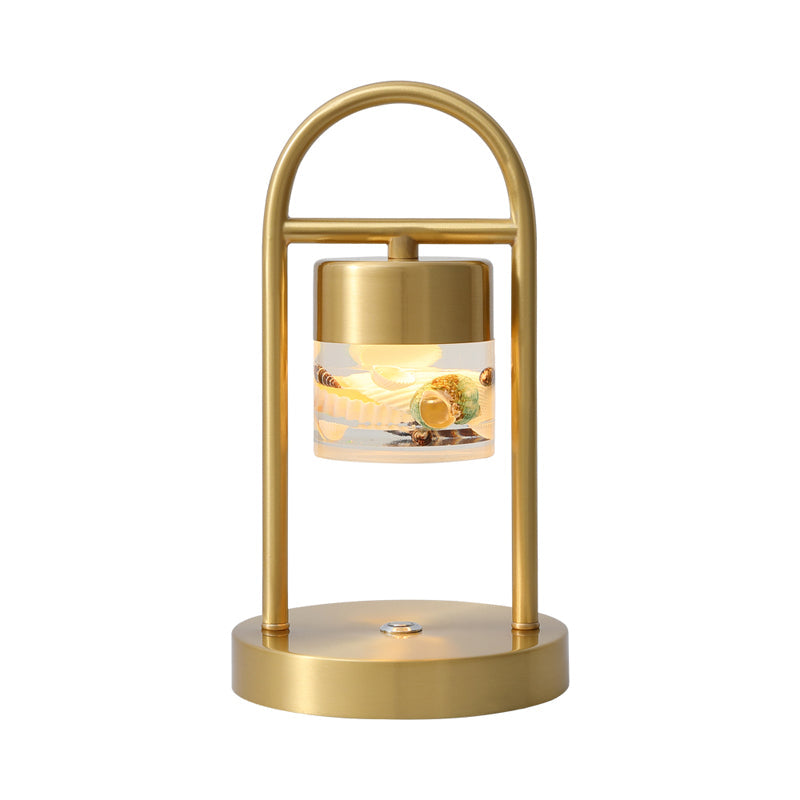 Portable Touch Table Lamp: Retro Cylinder Design With Acrylic Brass Led Night Light Handle And