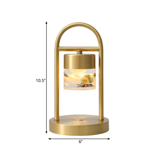 Portable Touch Table Lamp: Retro Cylinder Design With Acrylic Brass Led Night Light Handle And