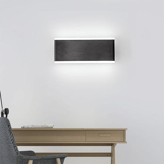 Minimalistic Black Rectangle Led Aluminum Wall Light Fixture For Dining Room - Sizes: 4.5/7 Dia