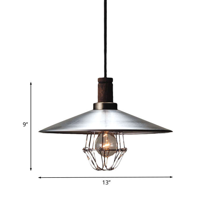 If you're looking to improve the product title for better SEO, consider the following: 

"Modern Aluminum Pendant Light: Silver Flying Saucer Design, 1-Light Farmhouse Ceiling Lamp with Wire Cage and Wood Cork