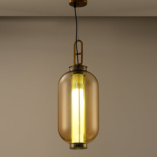 Gold Pendulum Retro Amber Glass Suspension Lamp - 12.5/19 Height / 23.5 B