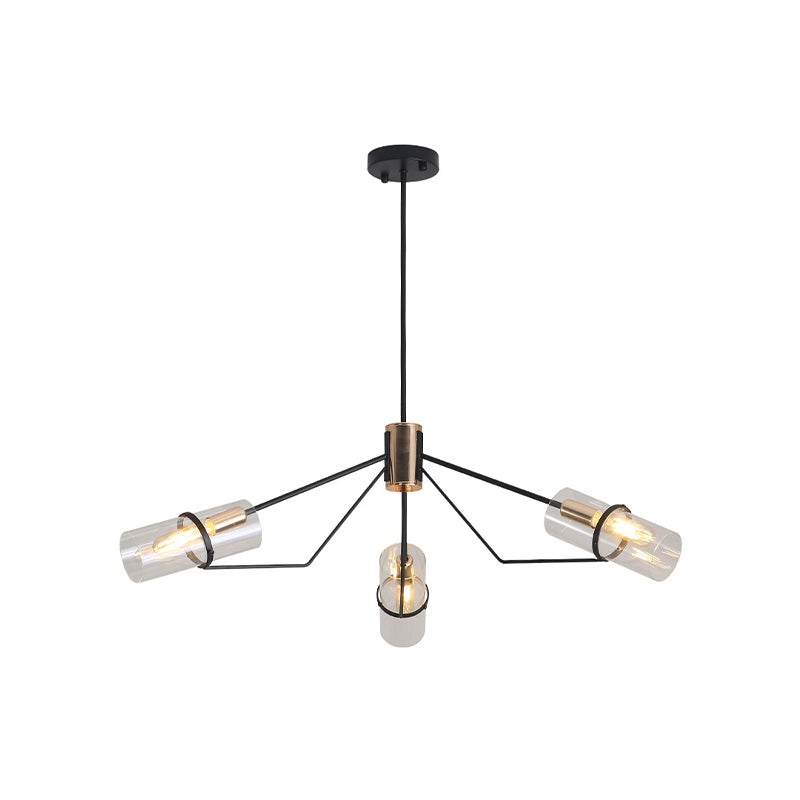 Sputnik Glass Chandelier - Industrial Hanging Light in Black, Clear/Smoke Glass, 3/6 Heads - Perfect for Bedrooms