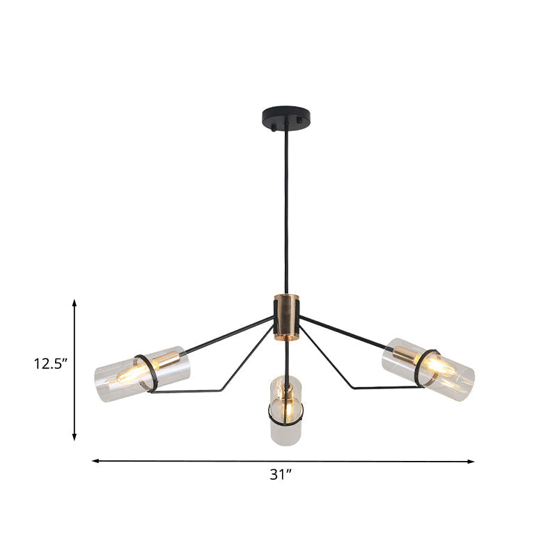 Sputnik Glass Chandelier - Industrial Hanging Light in Black, Clear/Smoke Glass, 3/6 Heads - Perfect for Bedrooms