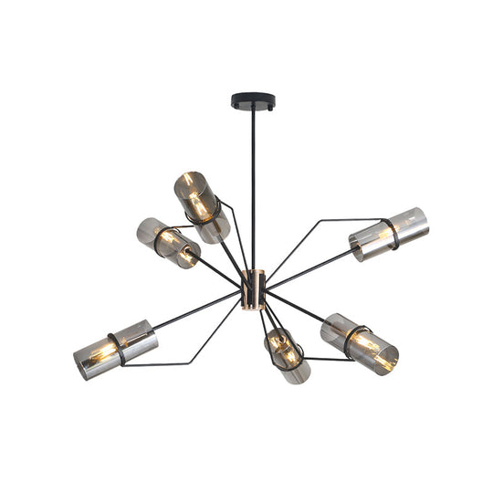 Industrial Sputnik Chandelier - Clear/Smoke Glass 3/6 Heads Bedroom Hanging Light In Black