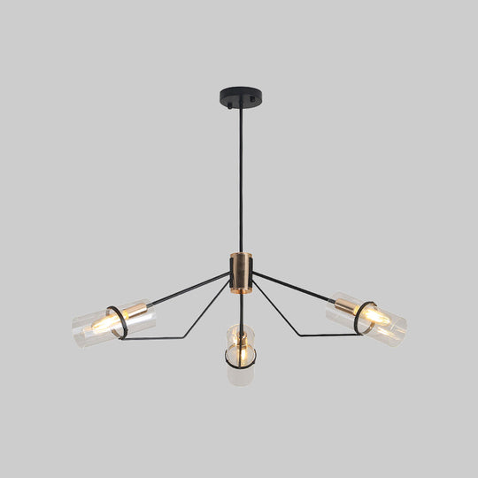 Sputnik Glass Chandelier - Industrial Hanging Light in Black, Clear/Smoke Glass, 3/6 Heads - Perfect for Bedrooms