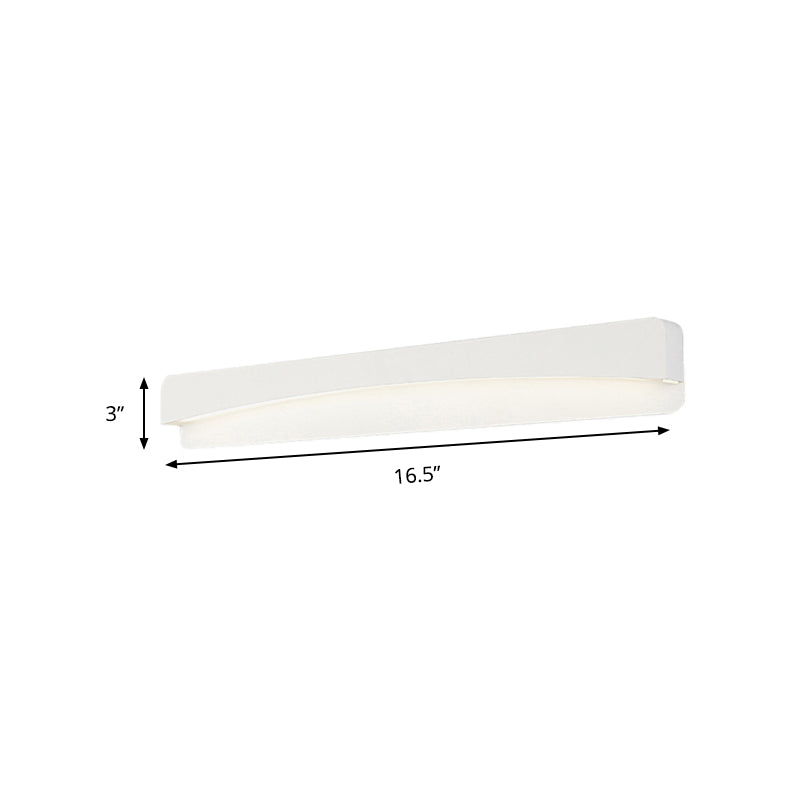 Minimalist White Led Wall Sconce Lamp - 16.5/20.5 Metal And Acrylic Rectangular Mount