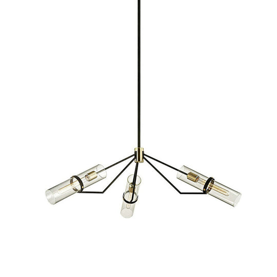 Sputnik Glass Chandelier - Industrial Hanging Light in Black, Clear/Smoke Glass, 3/6 Heads - Perfect for Bedrooms