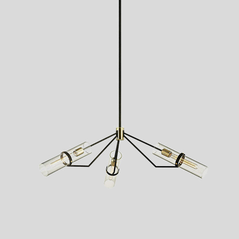 Sputnik Glass Chandelier - Industrial Hanging Light in Black, Clear/Smoke Glass, 3/6 Heads - Perfect for Bedrooms