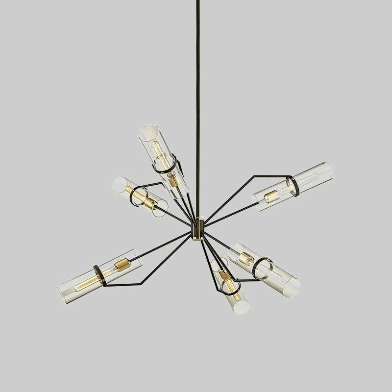 Sputnik Glass Chandelier - Industrial Hanging Light in Black, Clear/Smoke Glass, 3/6 Heads - Perfect for Bedrooms