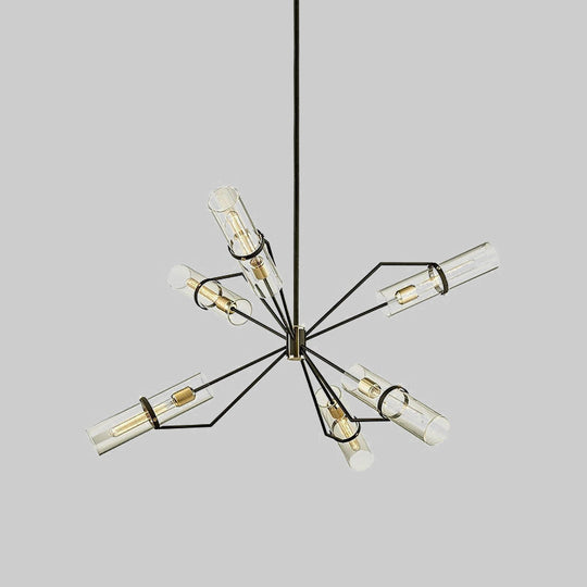 Sputnik Glass Chandelier - Industrial Hanging Light in Black, Clear/Smoke Glass, 3/6 Heads - Perfect for Bedrooms