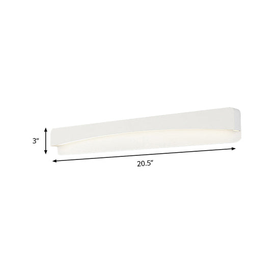 Minimalist White Led Wall Sconce Lamp - 16.5/20.5 Metal And Acrylic Rectangular Mount