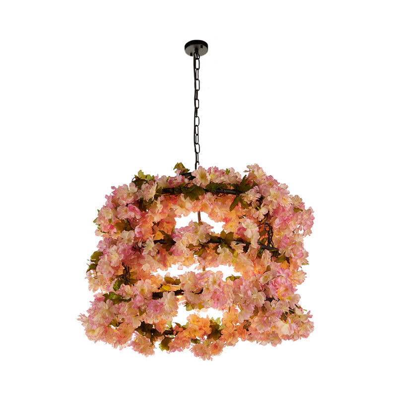 Flower Cage Pendant Chandelier - 5-Light Black Ceiling Fixture for Restaurants and Warehouses