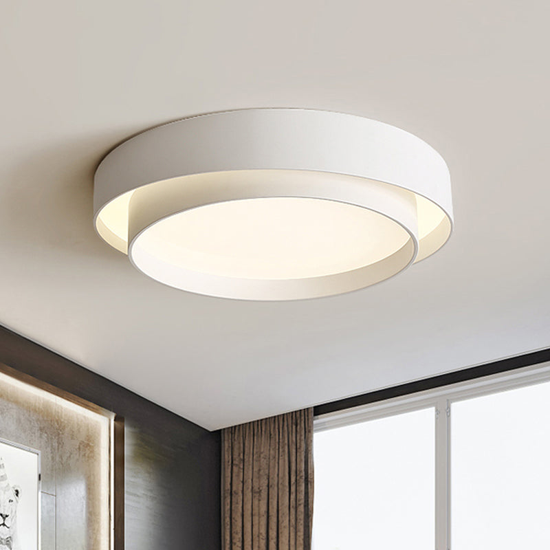 Simple Led Flush Mount Acrylic White/Black Circle Ceiling Light Fixture 16/19.5 Wide [Warm/White