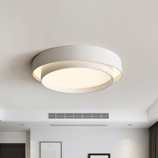 Simple LED Flush Mount Acrylic White/Black Circle Ceiling Light Fixture – 16"/19.5" Wide [Warm/White Light]